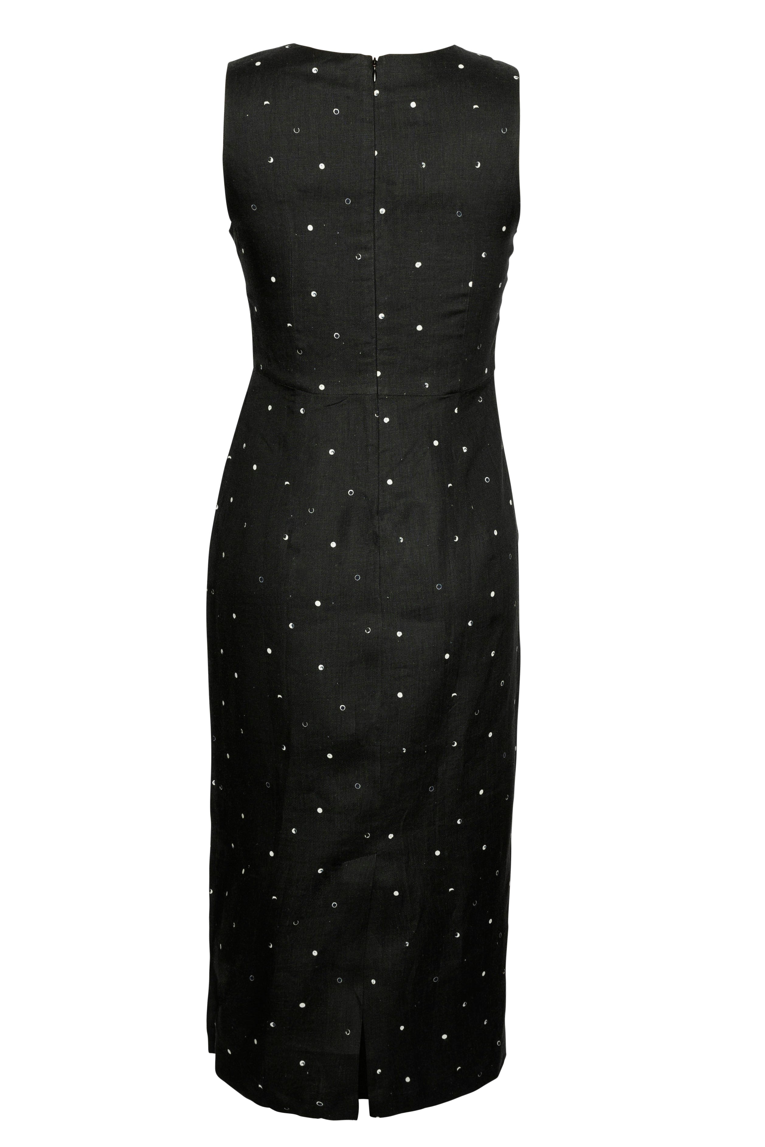 Charlie Dress Black White Dot Linen