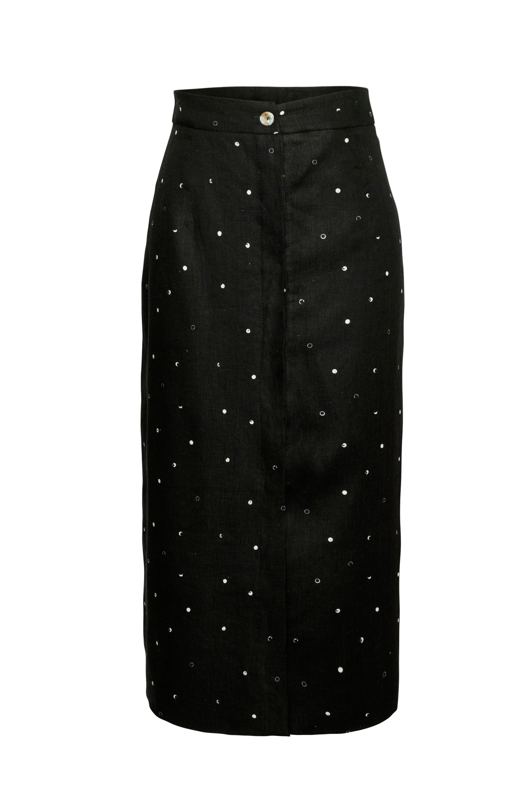 Nicolas Skirt Black White Dot Linen