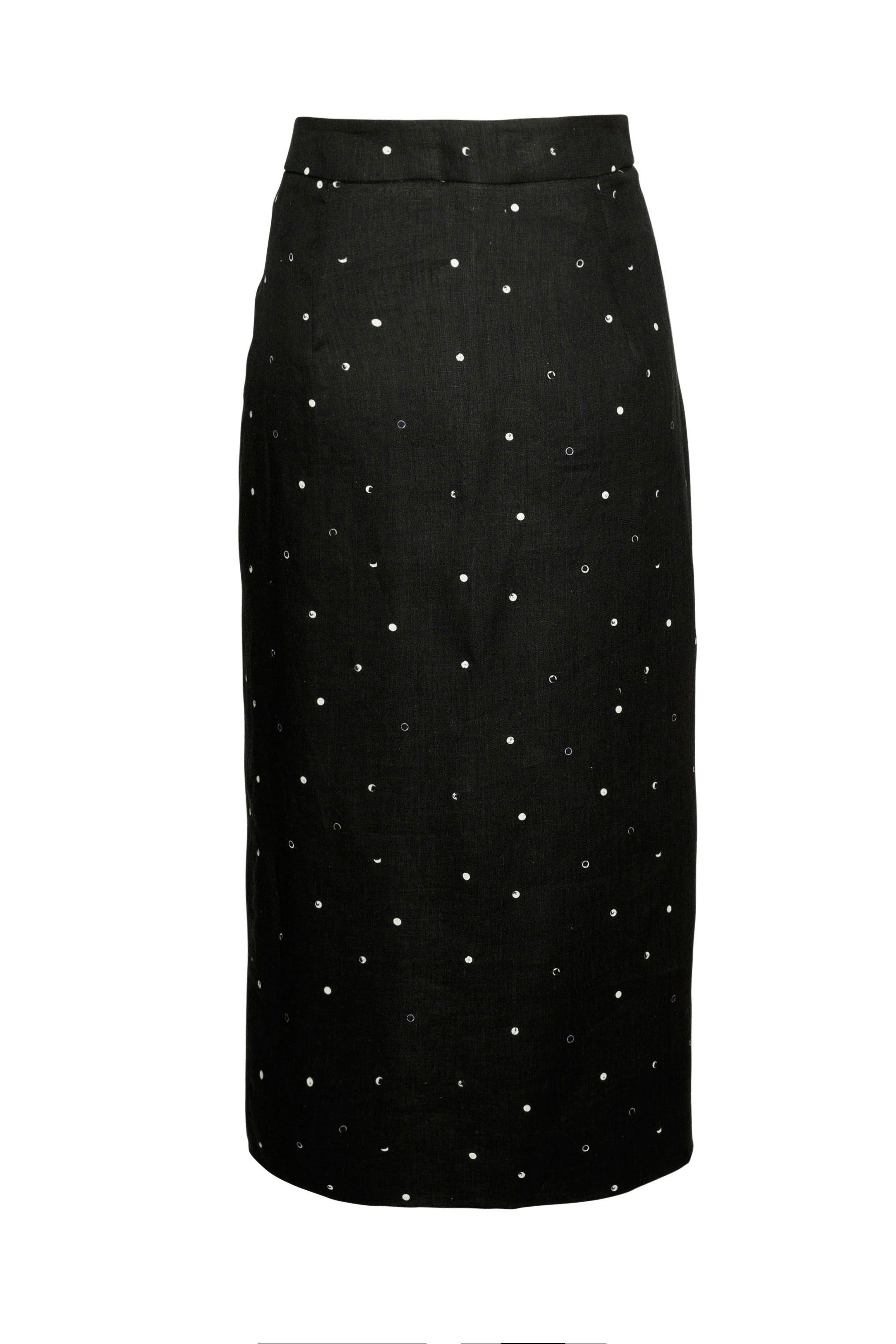 Nicolas Skirt Black White Dot Linen