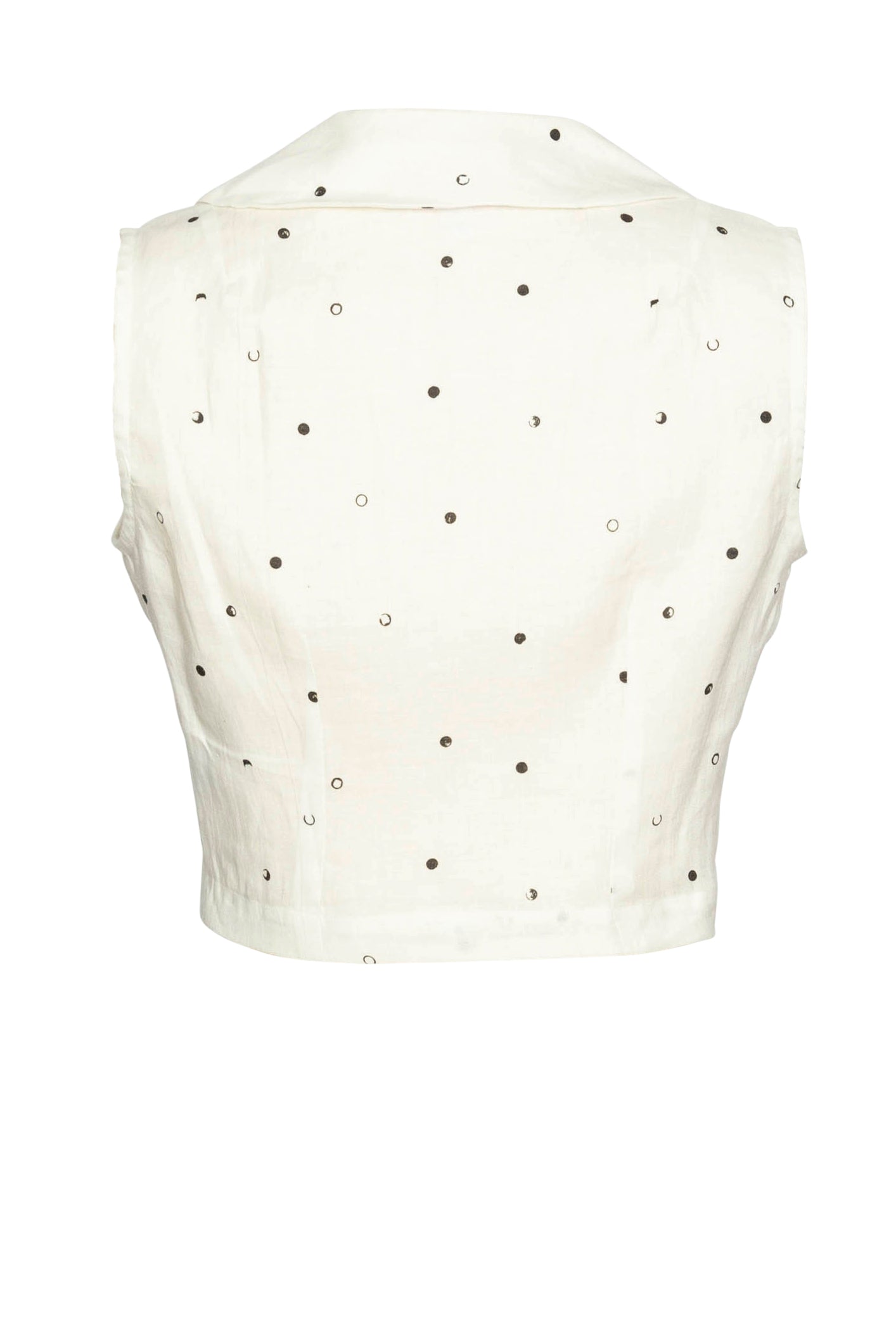 Céline Top in White Polka Dot Linen