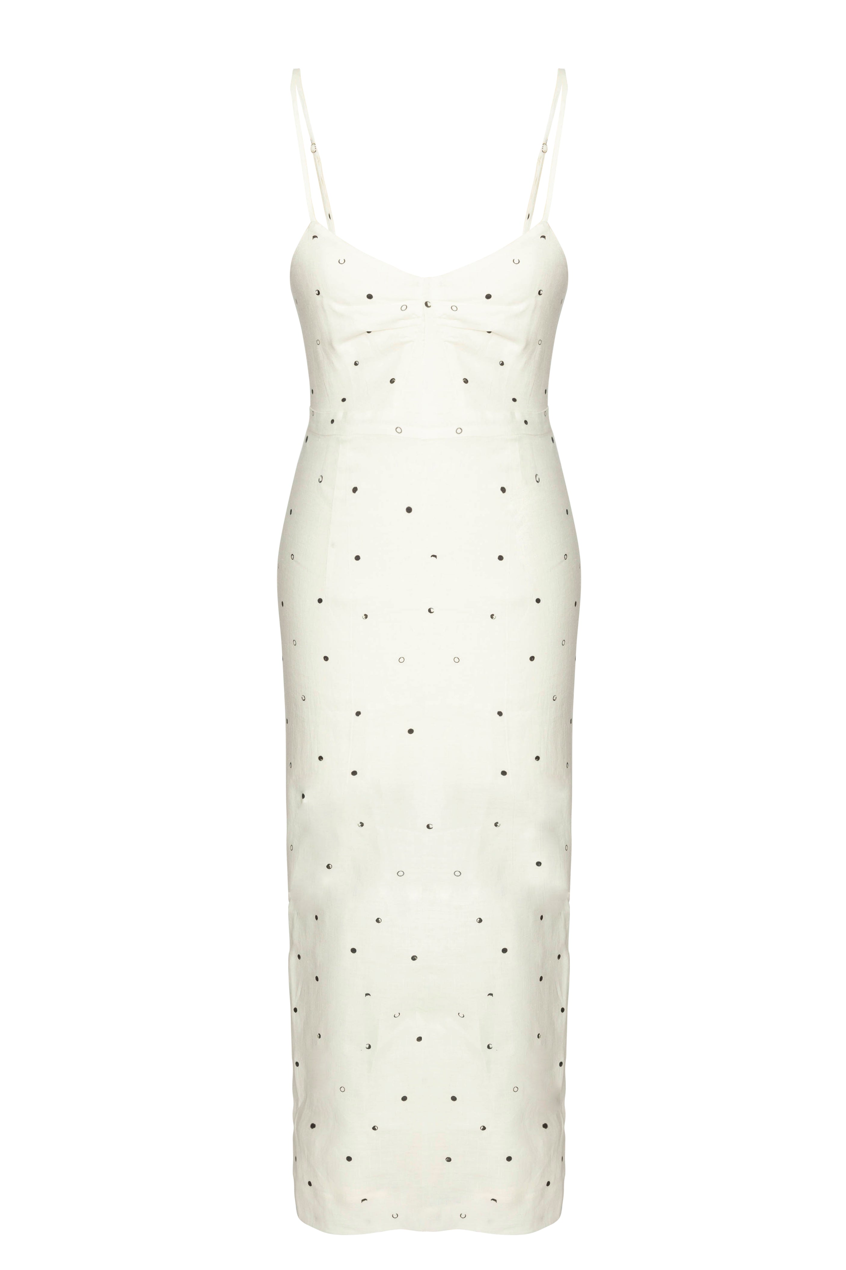 Laura Dress White Dots in Linen