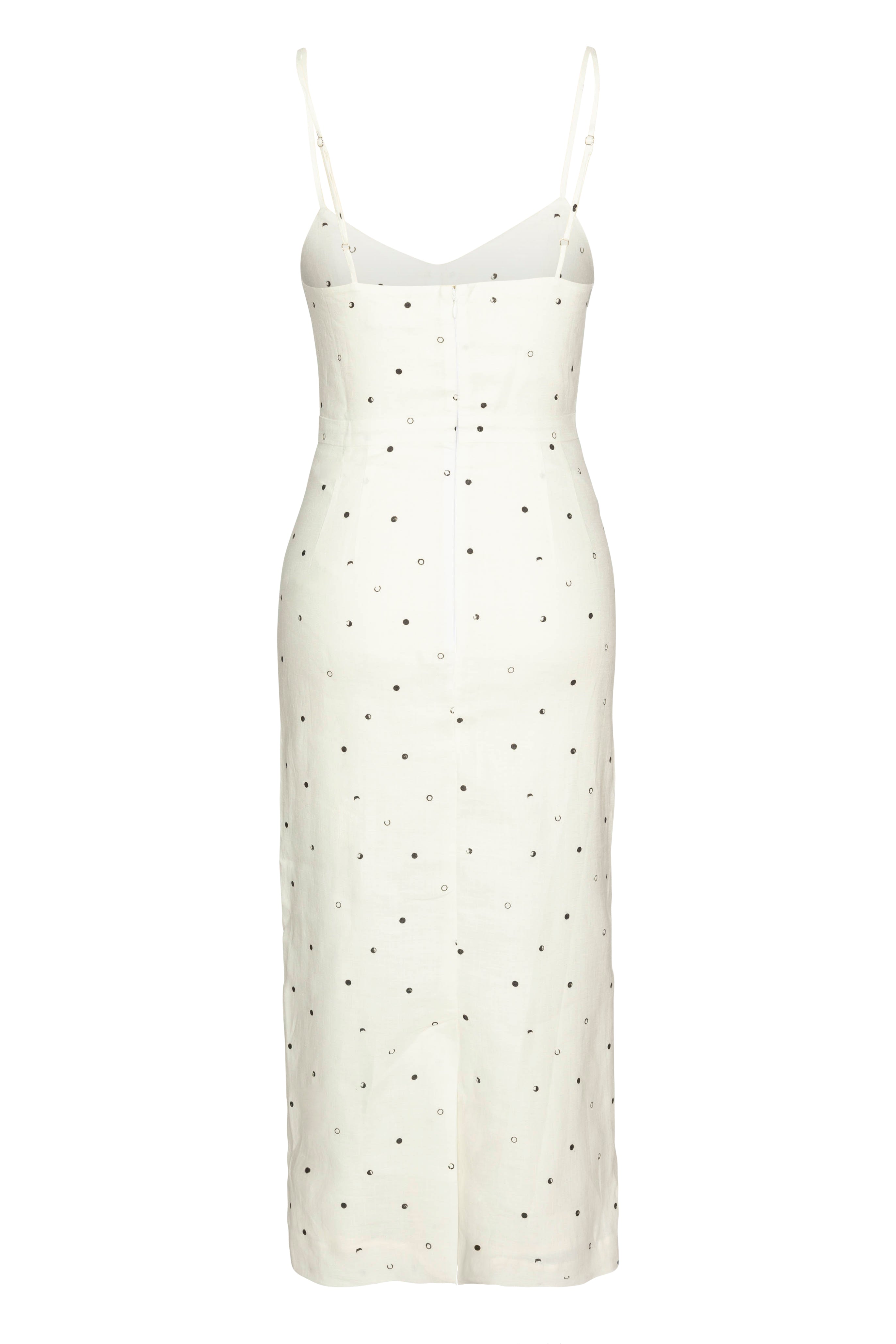 Laura Dress White Dots in Linen