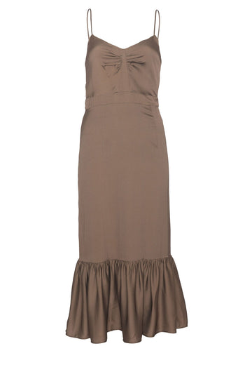 Laura dress - Dusty Brown Stretch Silk