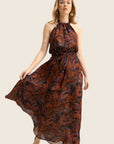 Lola Maxi Halter dress in Dark Paisley