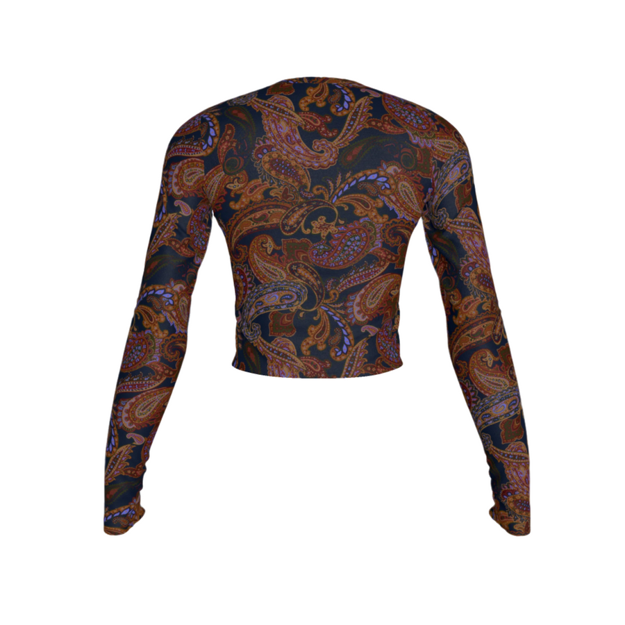 Second Skin Bamboo Printed Top Dark Paisley