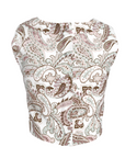 Nicolas Top  White Paisley Linen