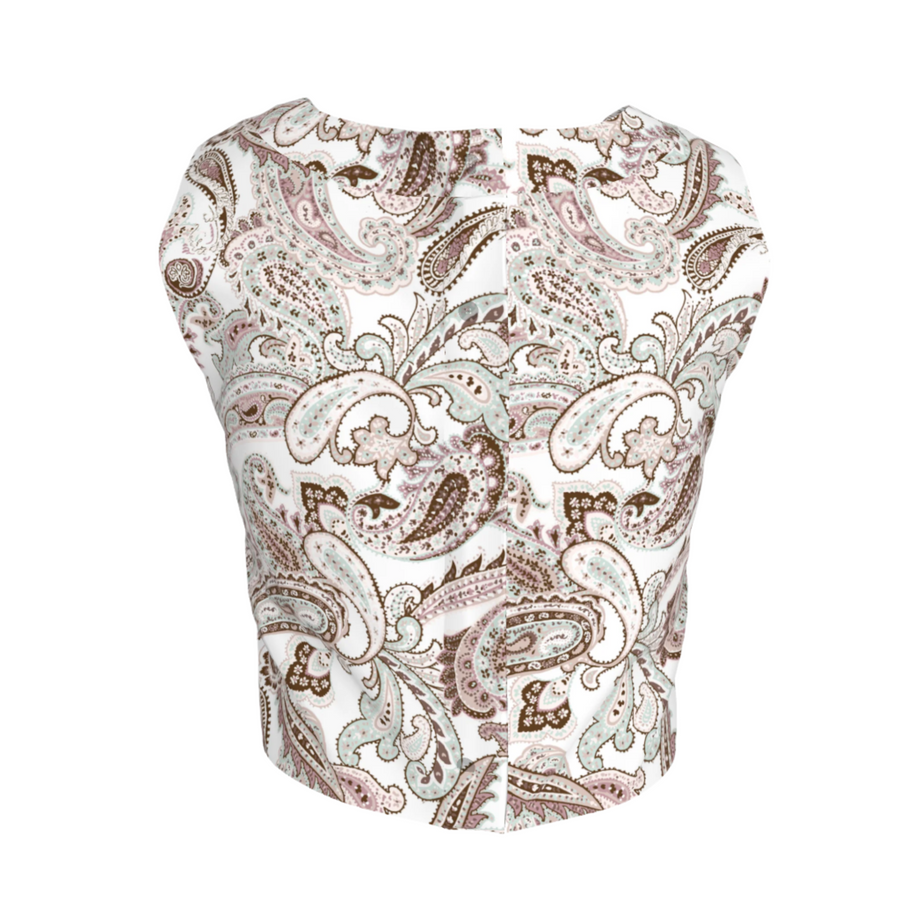 Nicolas Top  White Paisley Linen