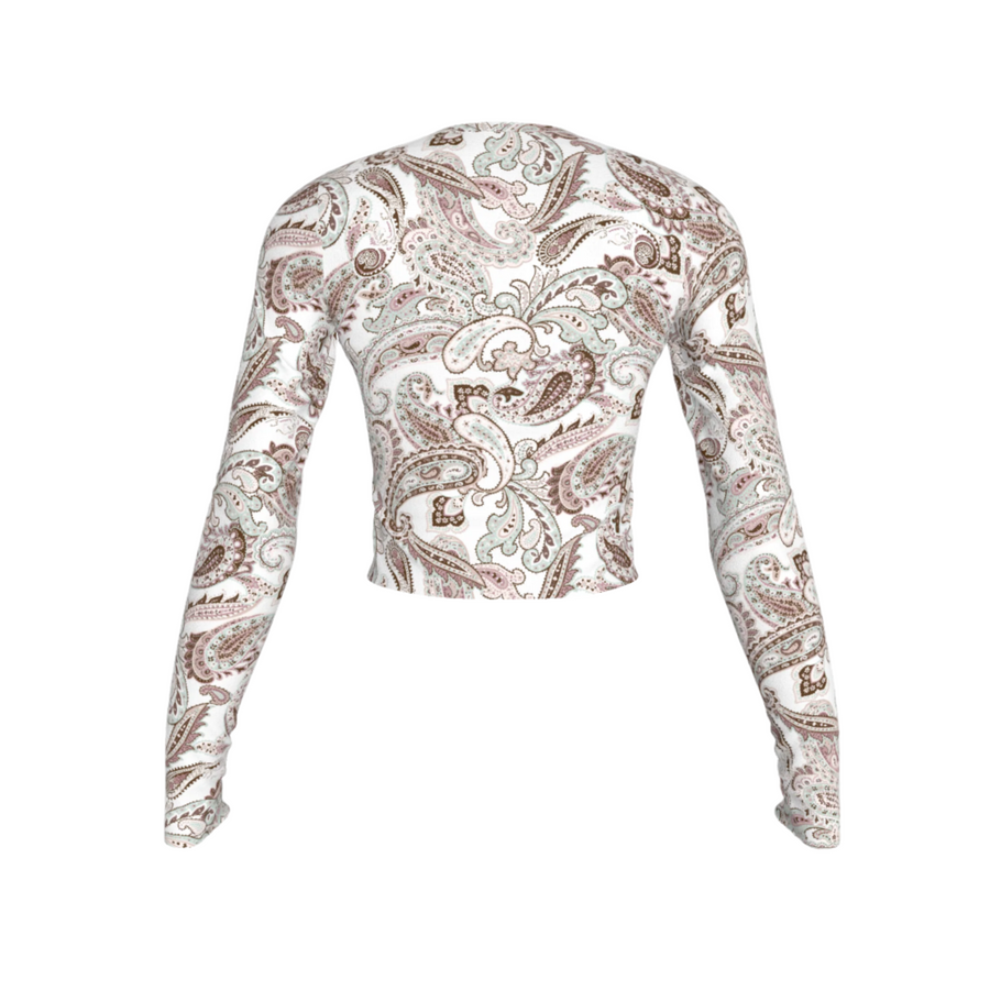 Second Skin Bamboo Printed Top White Paisley