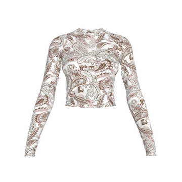 Second Skin Bamboo Printed Top White Paisley