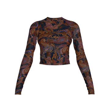 Second Skin Bamboo Printed Top Dark Paisley