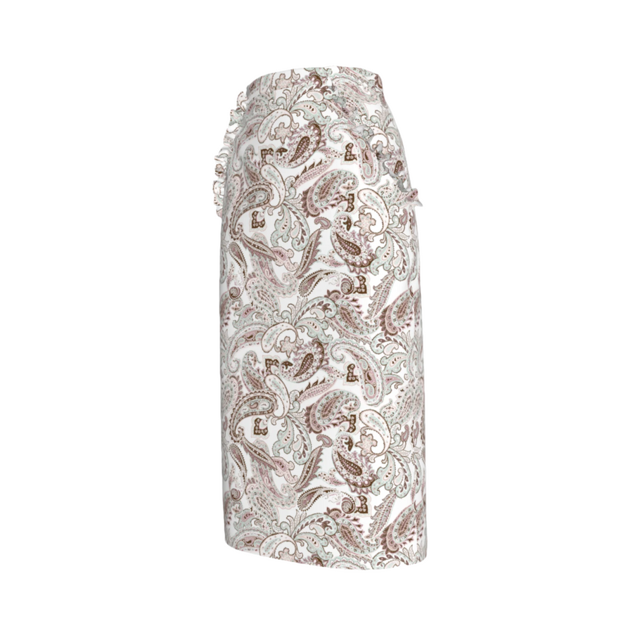 Mila Skirt in White Paisley Linen