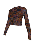 Second Skin Bamboo Printed Top Dark Paisley