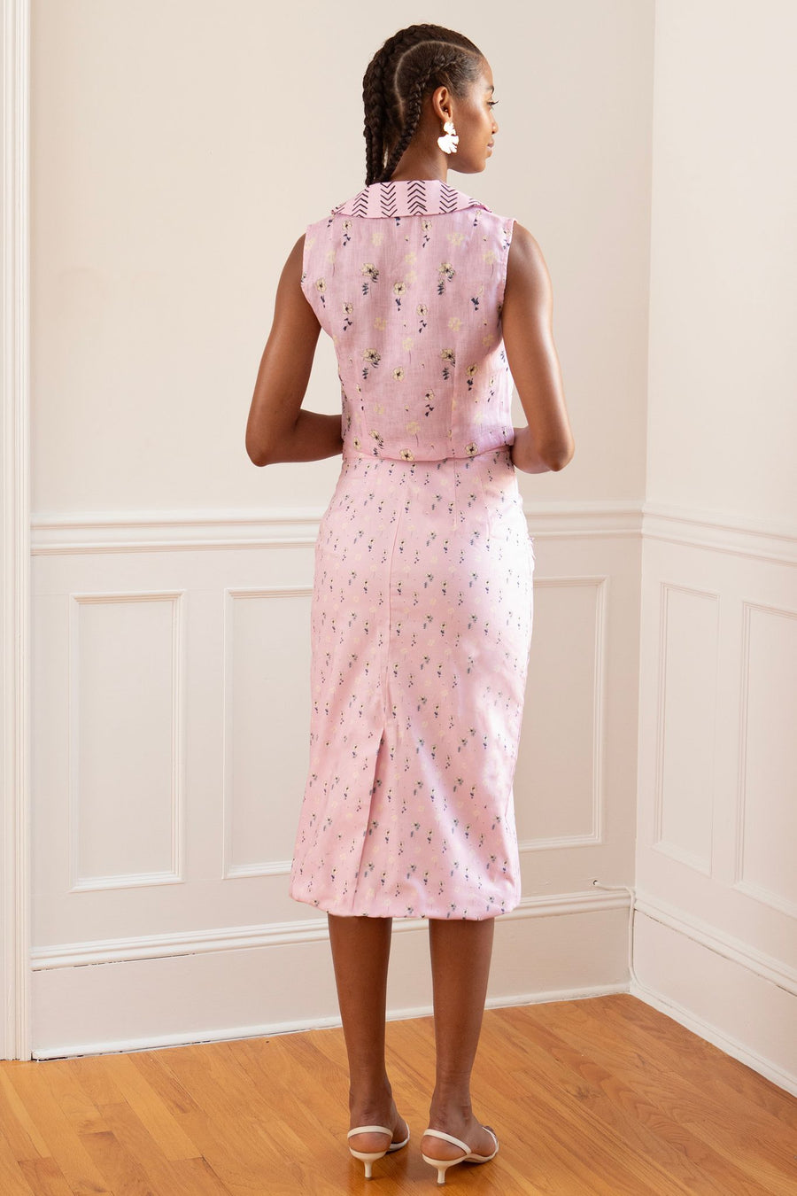 Mila Skirt  - Marker Flower Pink/ Cream in Oxford Cotton